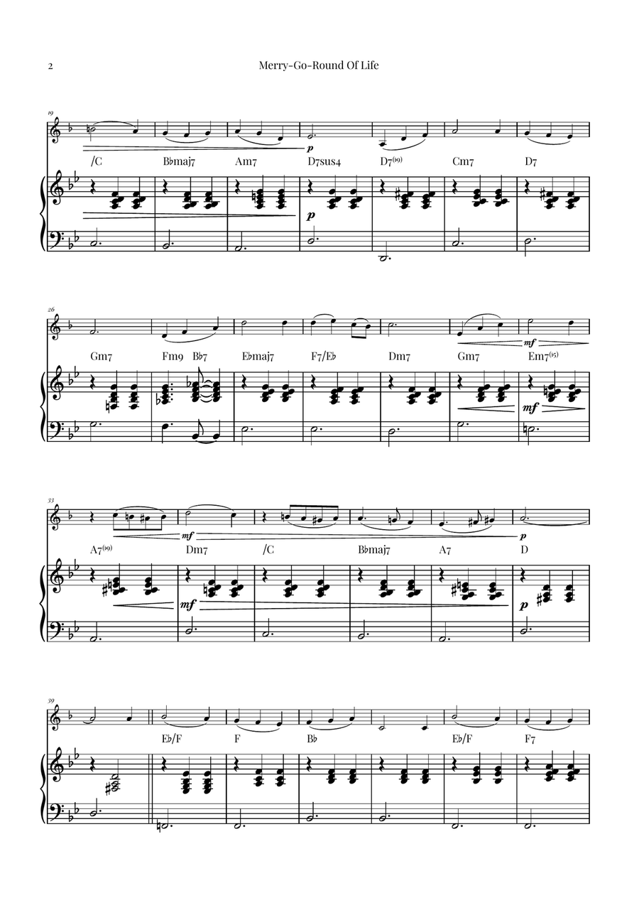 Merry-Go-Round Of Life Piano scores gallery preview page 2