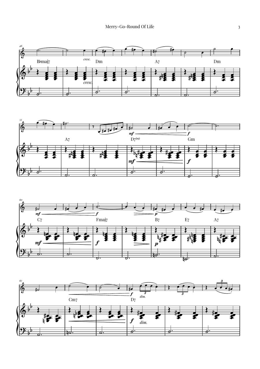 Merry-Go-Round Of Life B-Flat Trumpet scores gallery preview page 3