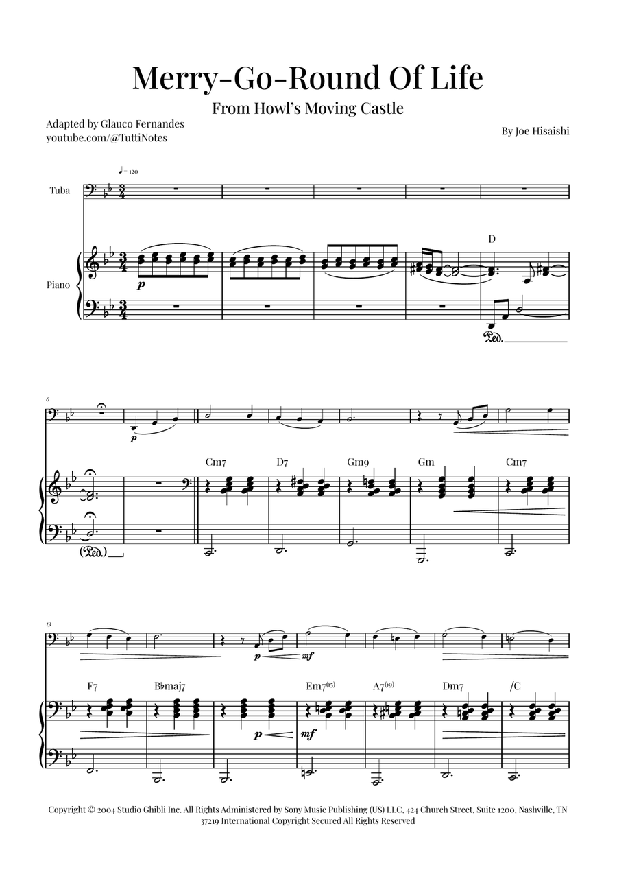 Merry-Go-Round Of Life Piano scores gallery preview page 1