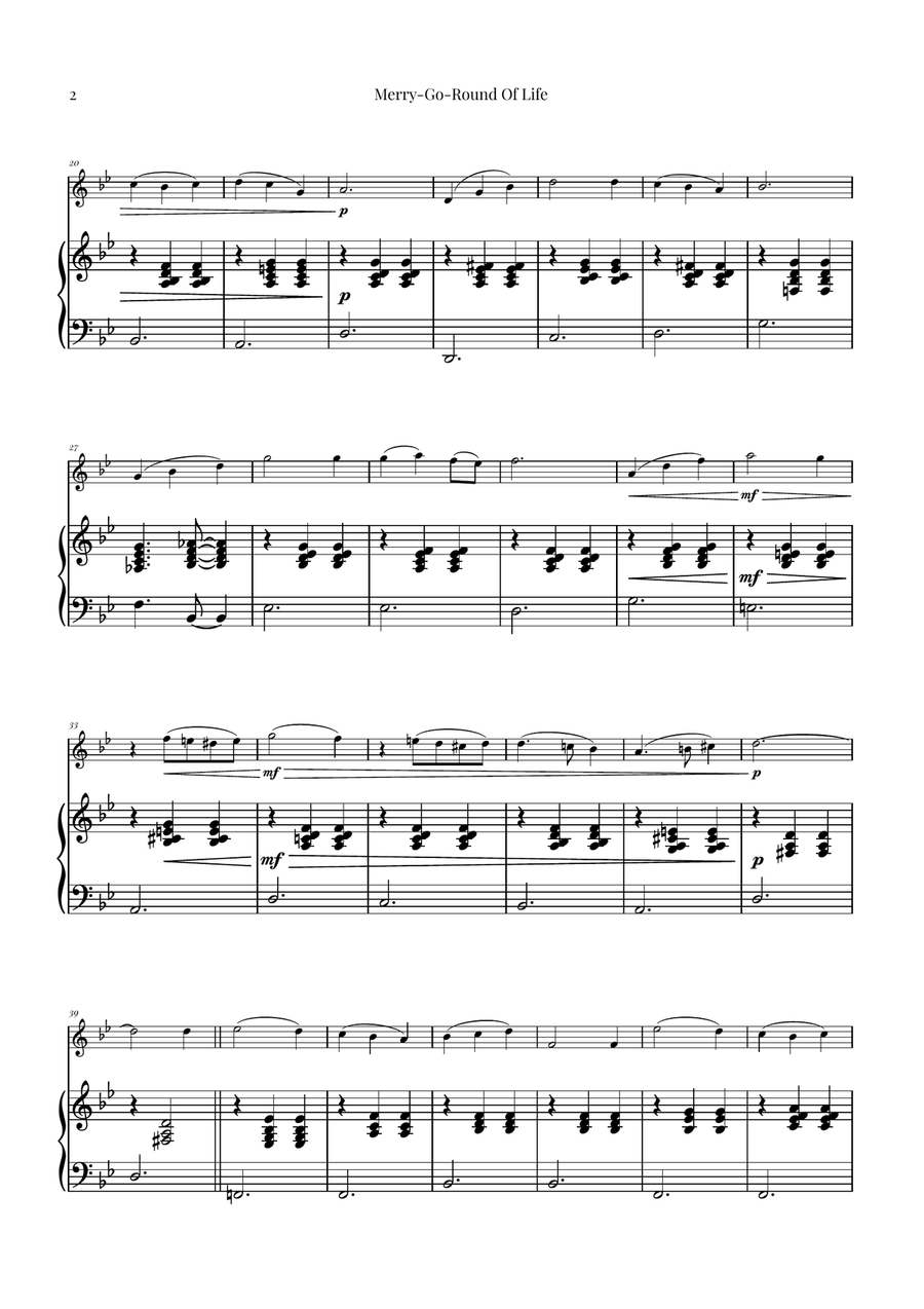 Merry-Go-Round Of Life Violin Solo scores gallery preview page 2