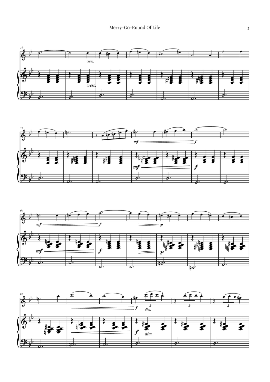 Merry-Go-Round Of Life Violin Solo scores gallery preview page 3