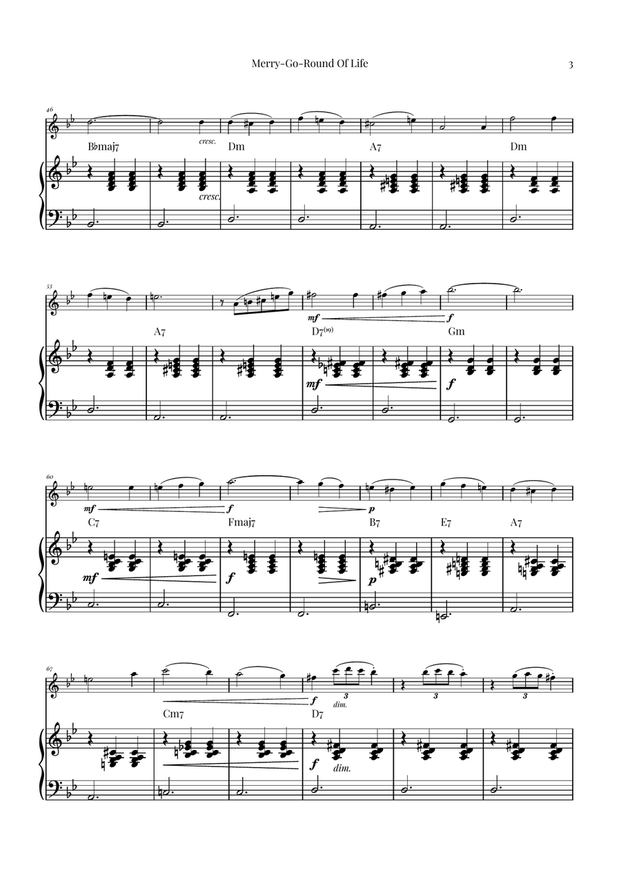 Merry-Go-Round Of Life Violin Solo scores gallery preview page 3