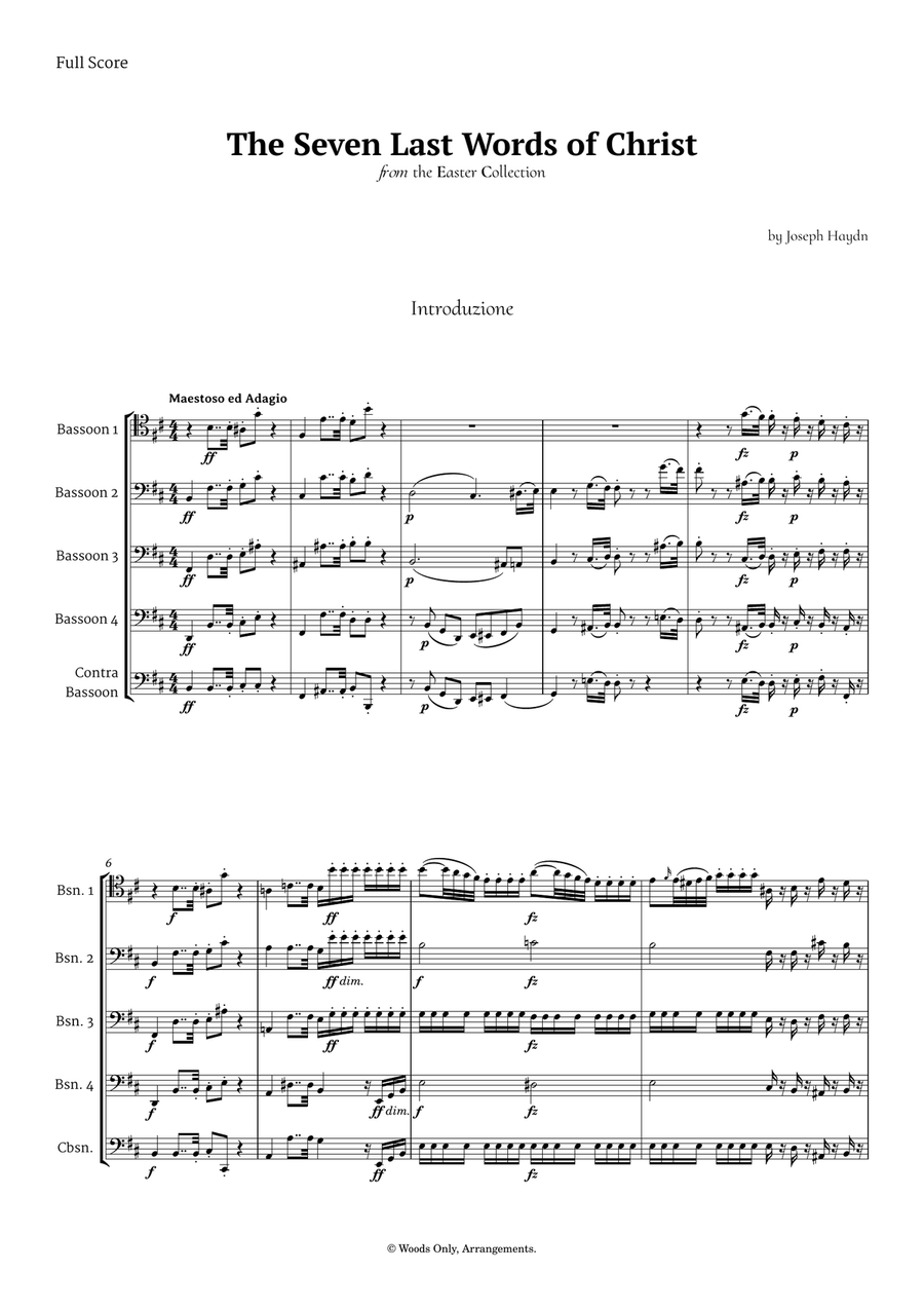 The Seven Last Words of Christ by Haydn for Bassoon Quintet Woodwind Quintet scores gallery preview page 1