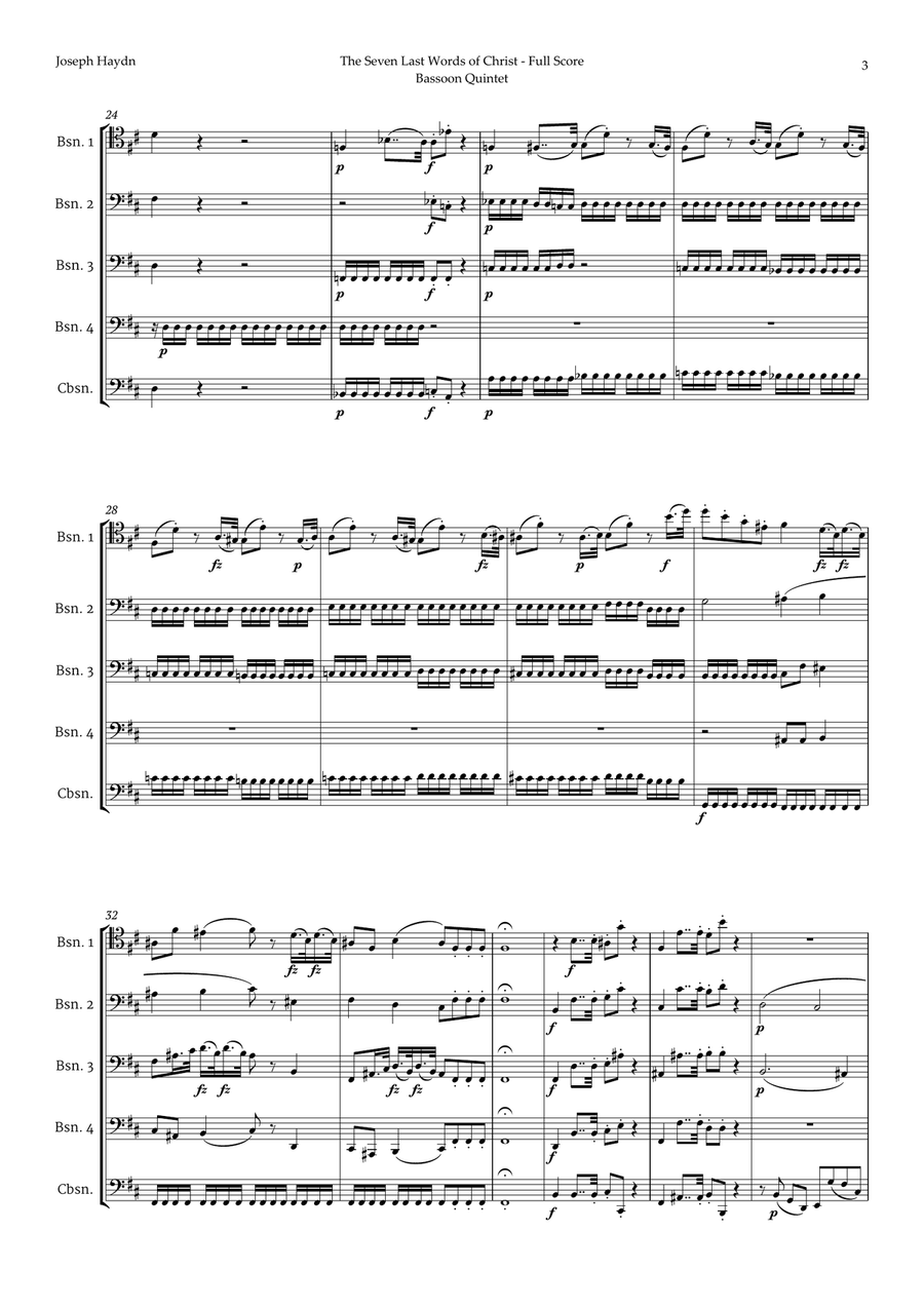 The Seven Last Words of Christ by Haydn for Bassoon Quintet Woodwind Quintet scores gallery preview page 3
