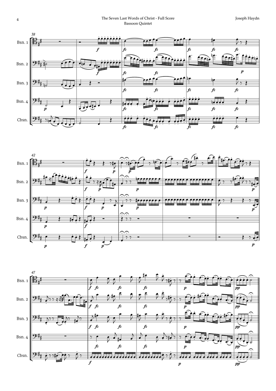 The Seven Last Words of Christ by Haydn for Bassoon Quintet Woodwind Quintet scores gallery preview page 4