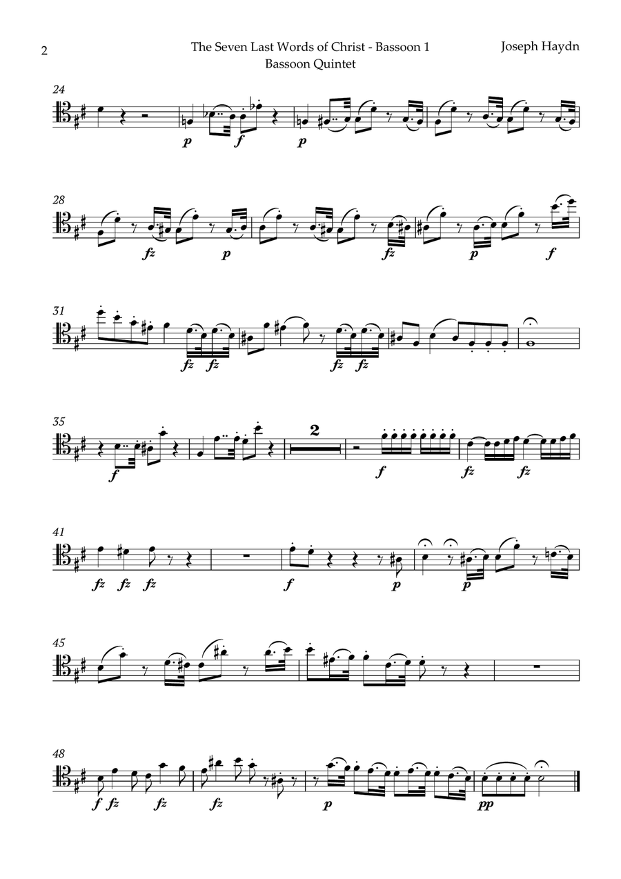 The Seven Last Words of Christ by Haydn for Bassoon Quintet Woodwind Quintet scores gallery preview page 6