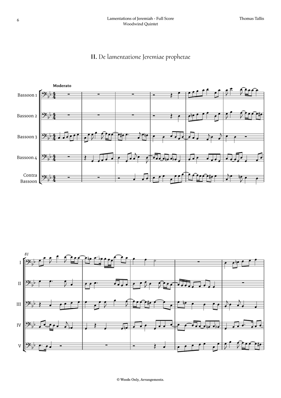 Lamentations of Jeremiah by Thomas Tallis for Bassoon Quintet Woodwind Quintet scores gallery preview page 6