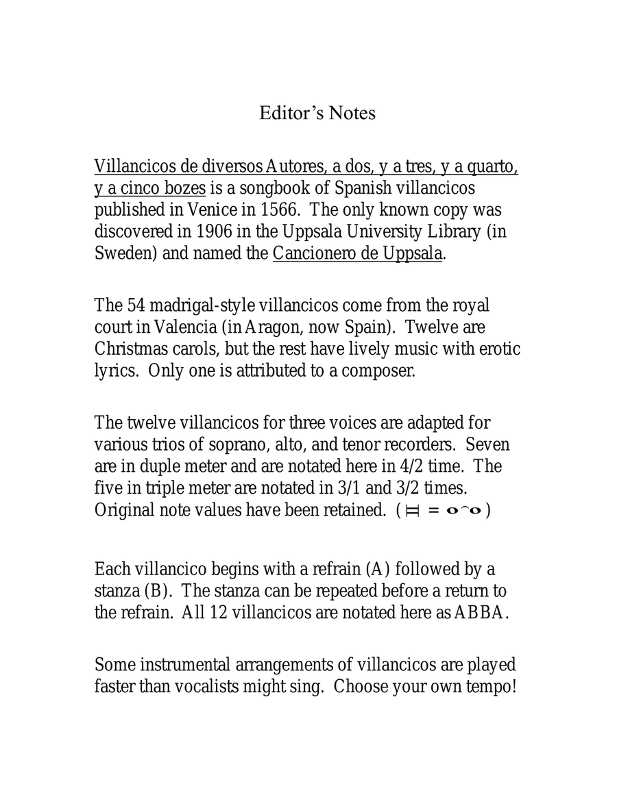 Twelve Villancicos for Trios of S, A, & T Recorders Recorder scores gallery preview page 2