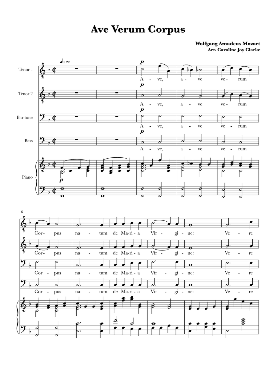 Ave Verum Corpus TTBB scores gallery preview page 1