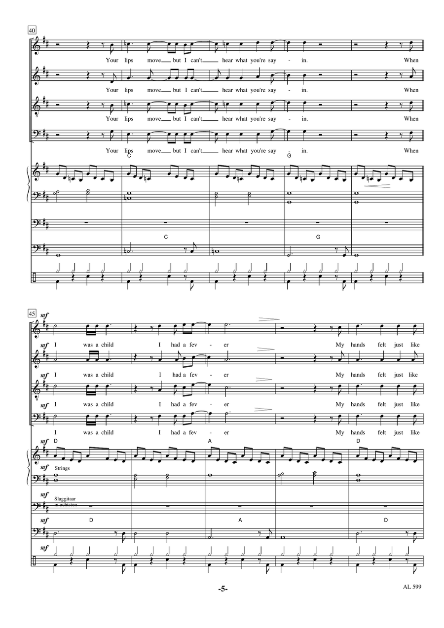 Comfortably Numb Comfortably Numb 4-Part scores gallery preview page 5