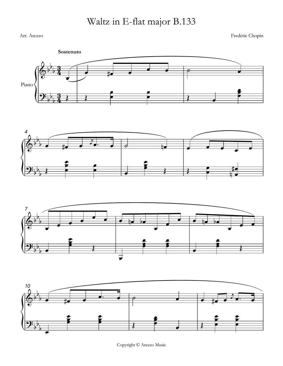chopin b 133 waltz in e-flat major piano solo sheet music Chamber Music scores gallery preview page 1