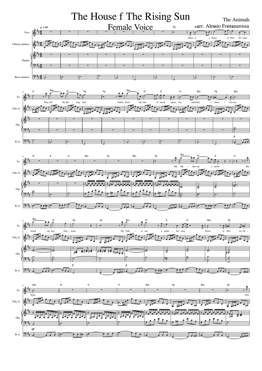 The House Of The Rising Sun A Cappella scores gallery preview page 1