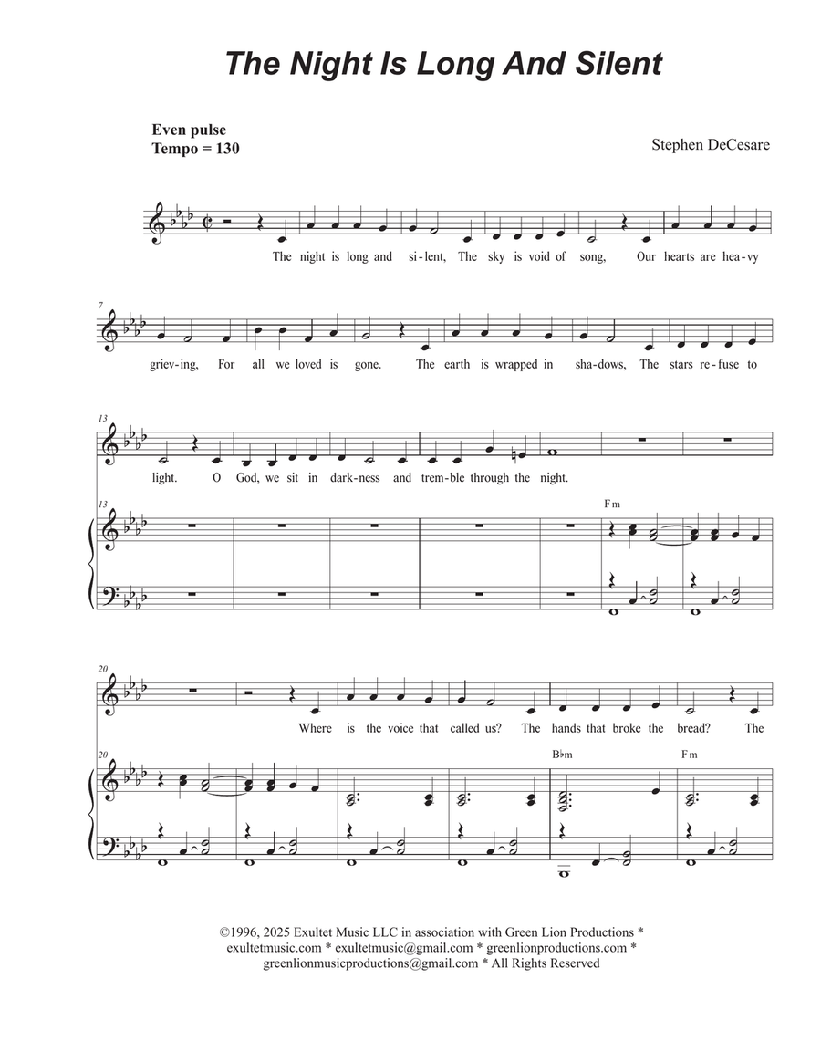 The Night Is Long And Silent (Vocal solo) Piano, Vocal scores gallery preview page 1