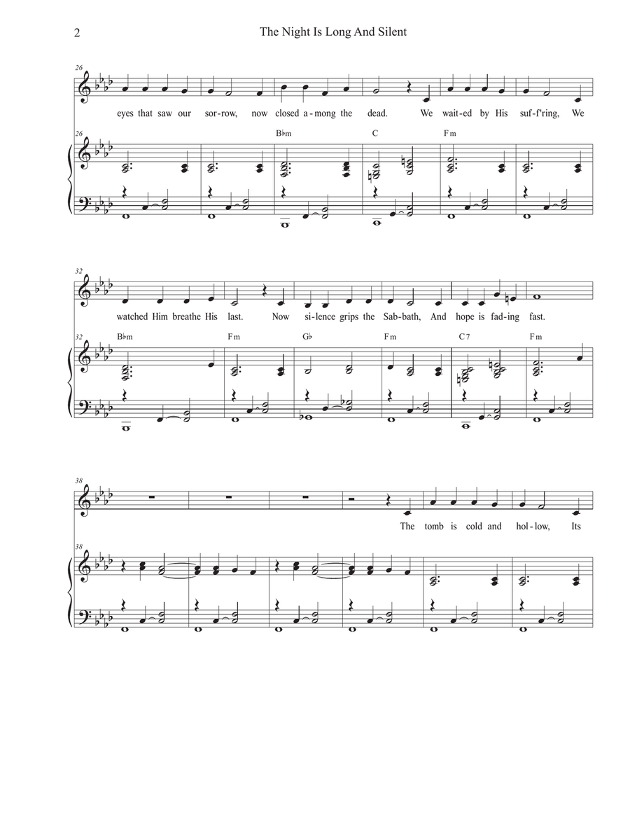 The Night Is Long And Silent (Vocal solo) Piano, Vocal scores gallery preview page 2