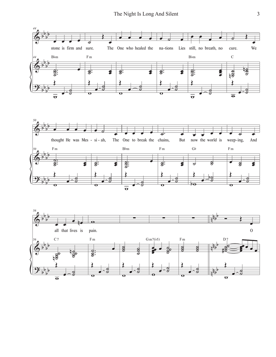 The Night Is Long And Silent (Vocal solo) Piano, Vocal scores gallery preview page 3