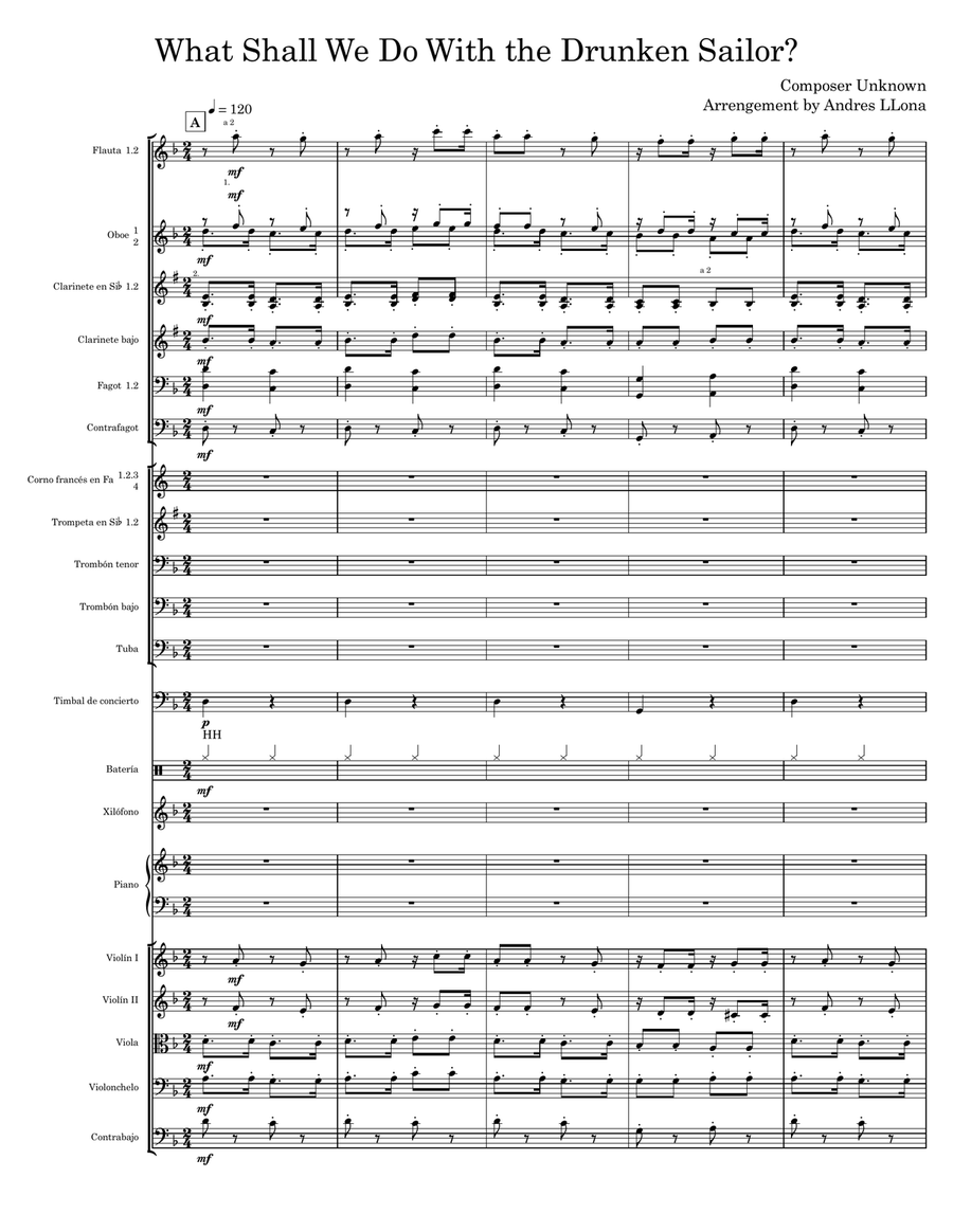 What Shall We Do With The Drunken Sailor? Full Orchestra scores gallery preview page 1