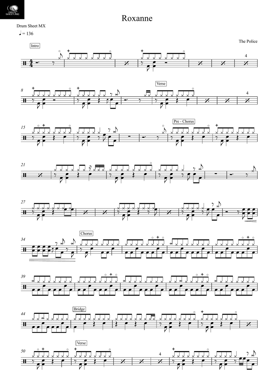 Roxanne Roxanne Drum Set scores gallery preview page 1
