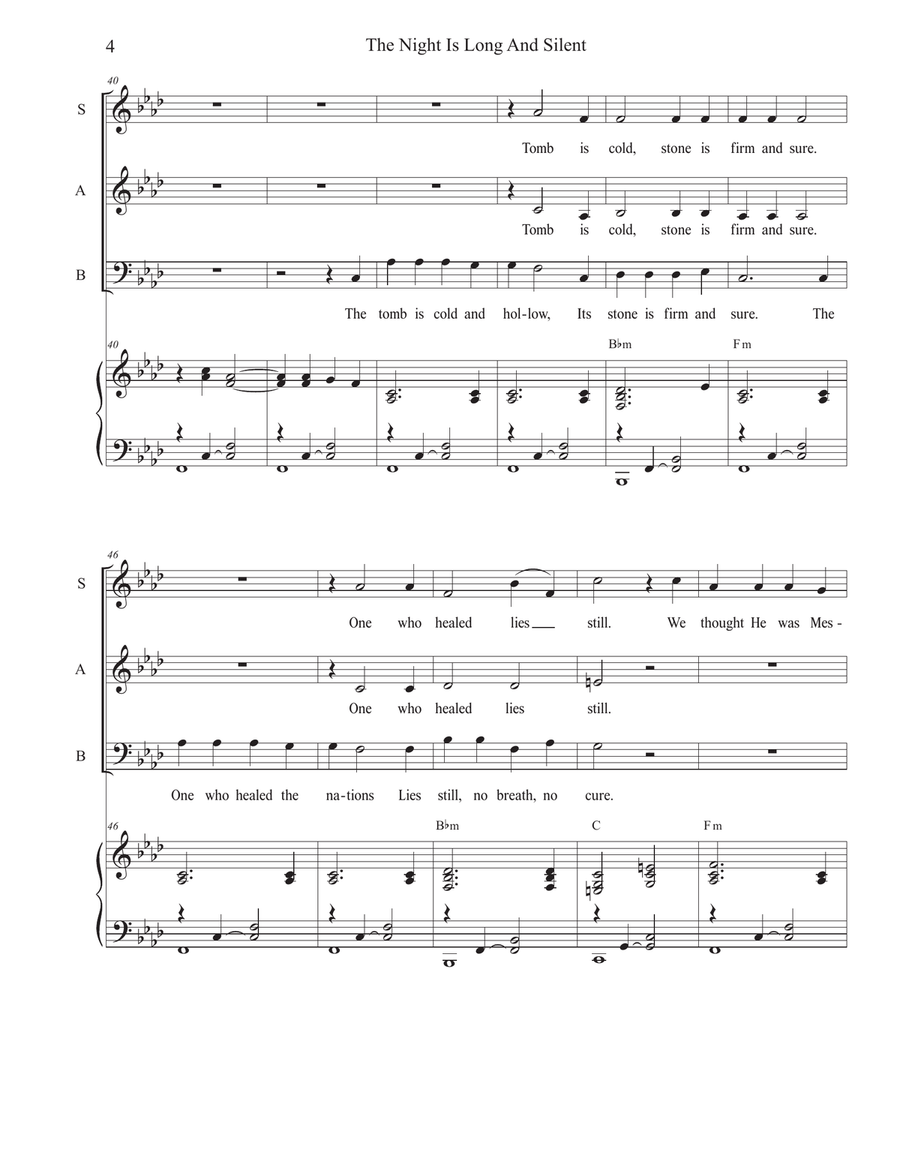 The Night Is Long And Silent (SAB) 3-Part scores gallery preview page 4