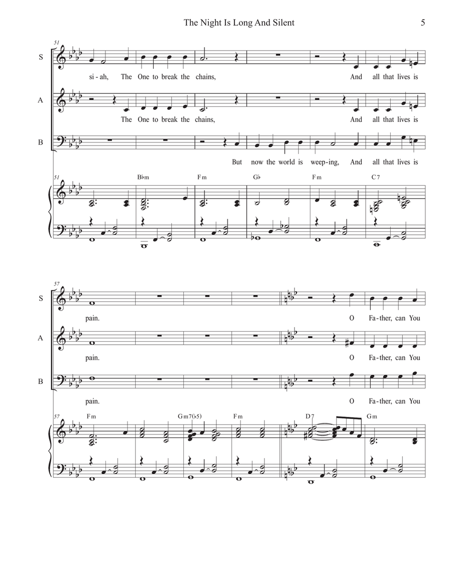 The Night Is Long And Silent (SAB) 3-Part scores gallery preview page 5