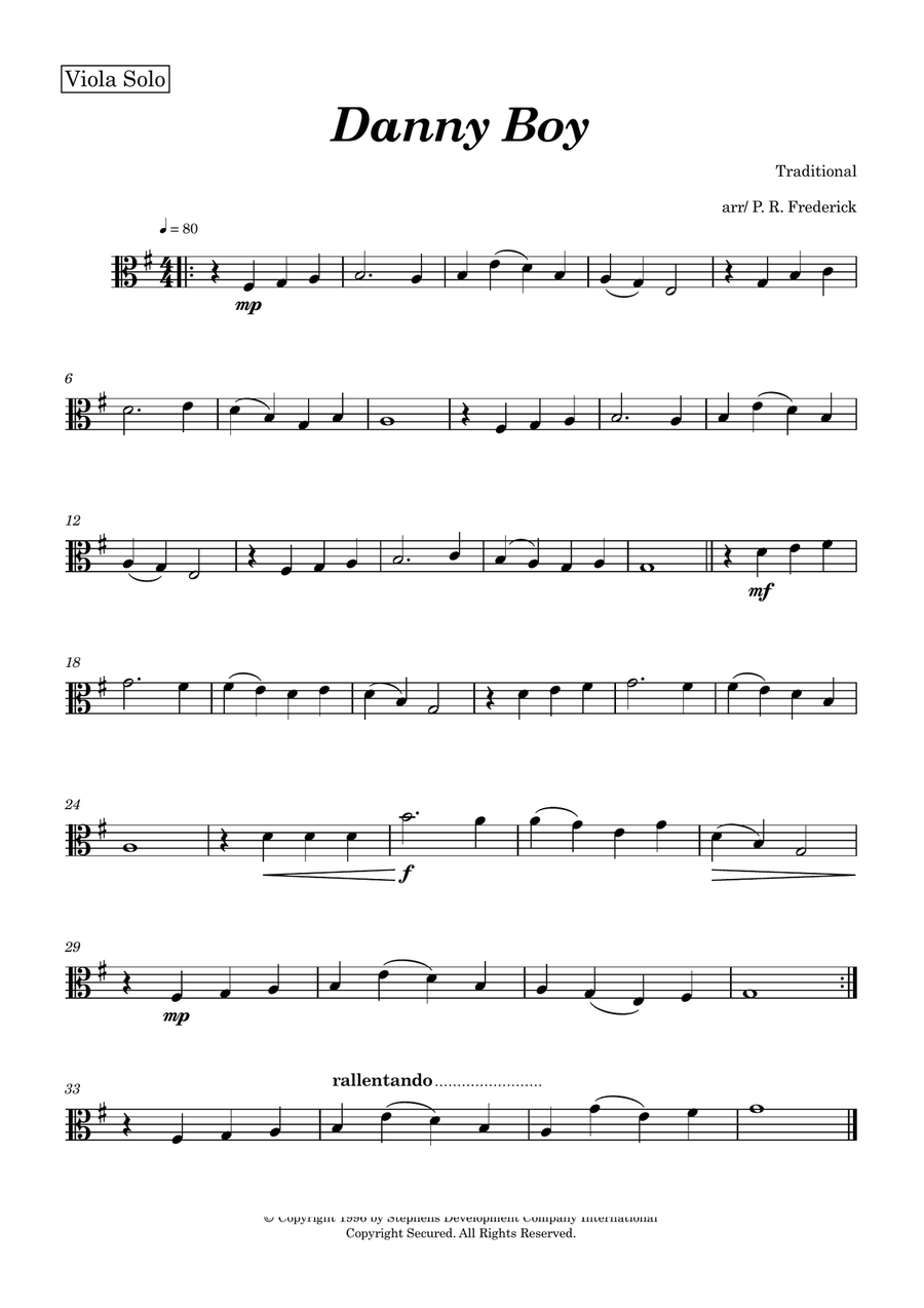 Danny Boy Danny Boy Viola Solo scores gallery preview page 1