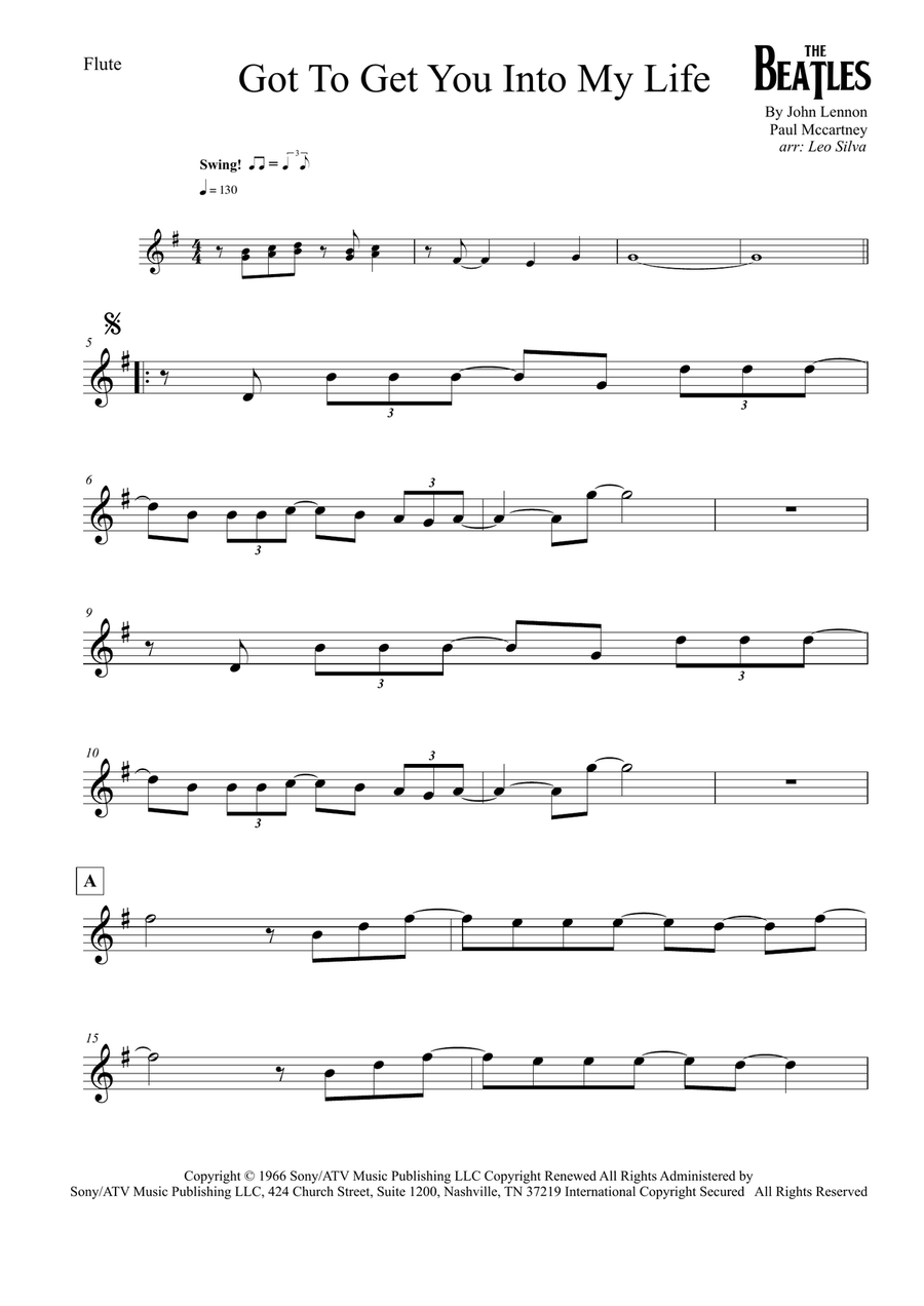 Got To Get You Into My Life Flute Solo scores gallery preview page 1