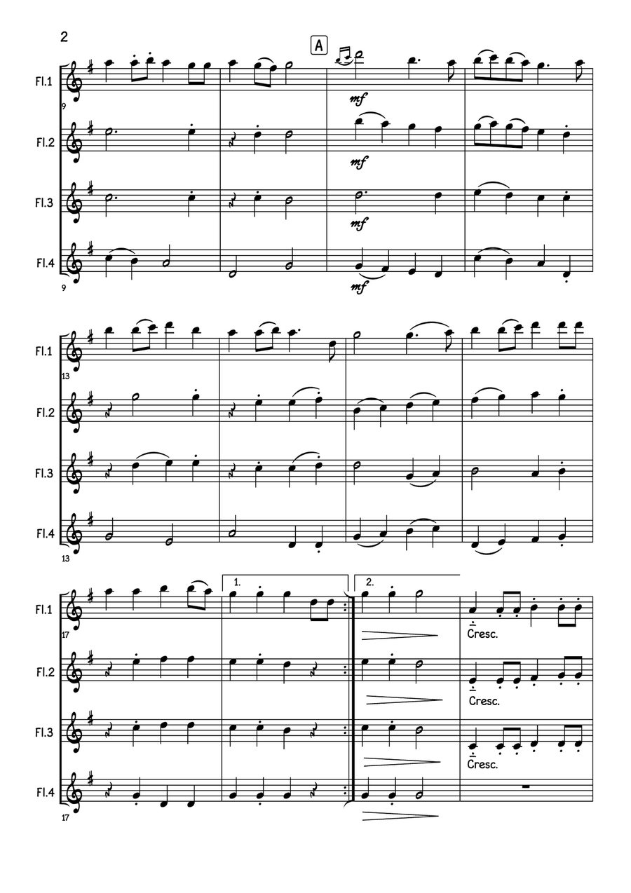 Simple Gifts Simple Gifts Flute Quartet scores gallery preview page 3