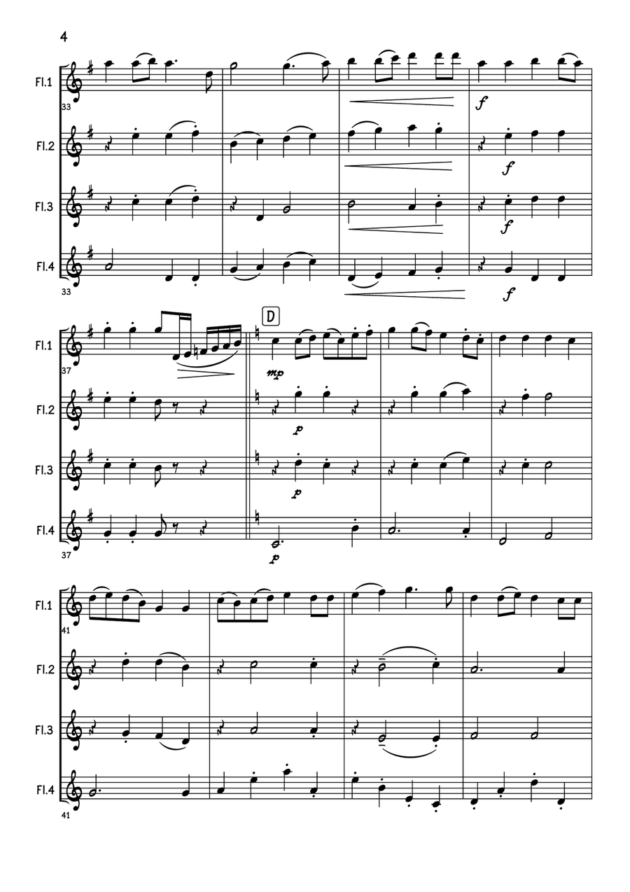 Simple Gifts Simple Gifts Flute Quartet scores gallery preview page 5