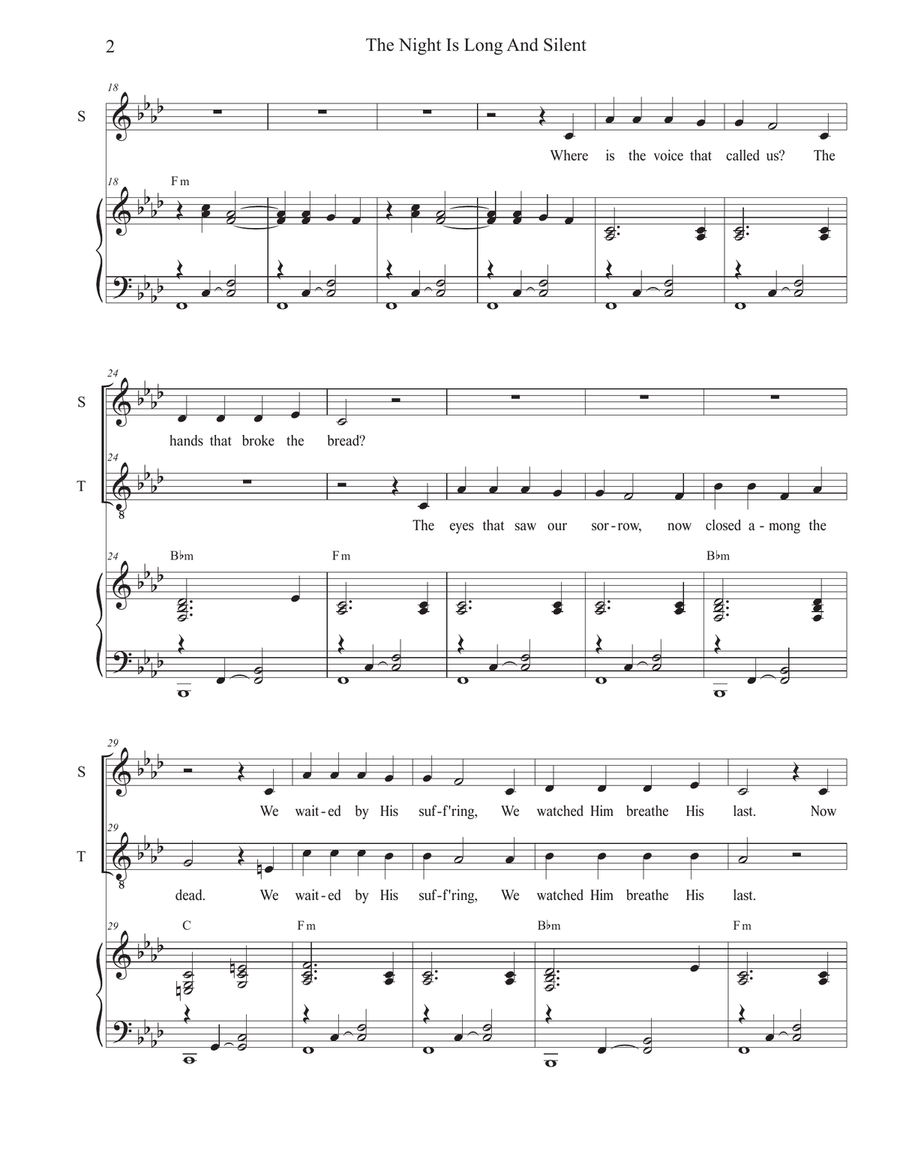 The Night Is Long And Silent (Duet for Soprano and Tenor solo) Tenor Voice scores gallery preview page 2