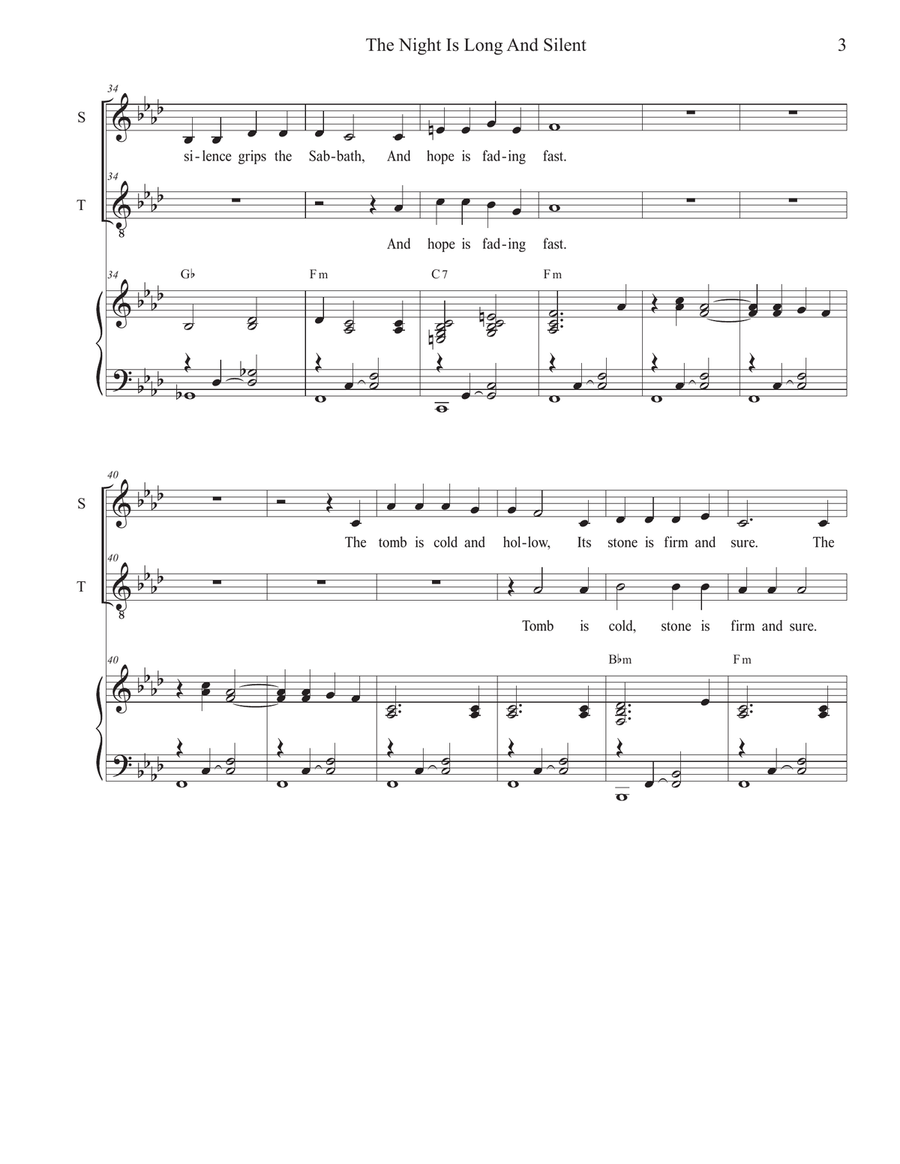 The Night Is Long And Silent (Duet for Soprano and Tenor solo) Tenor Voice scores gallery preview page 3