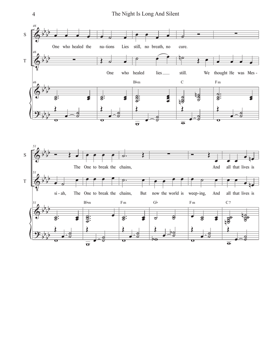 The Night Is Long And Silent (Duet for Soprano and Tenor solo) Tenor Voice scores gallery preview page 4