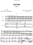 Quartet (inachevé/unfinished) for piano, violin, alto and violoncello