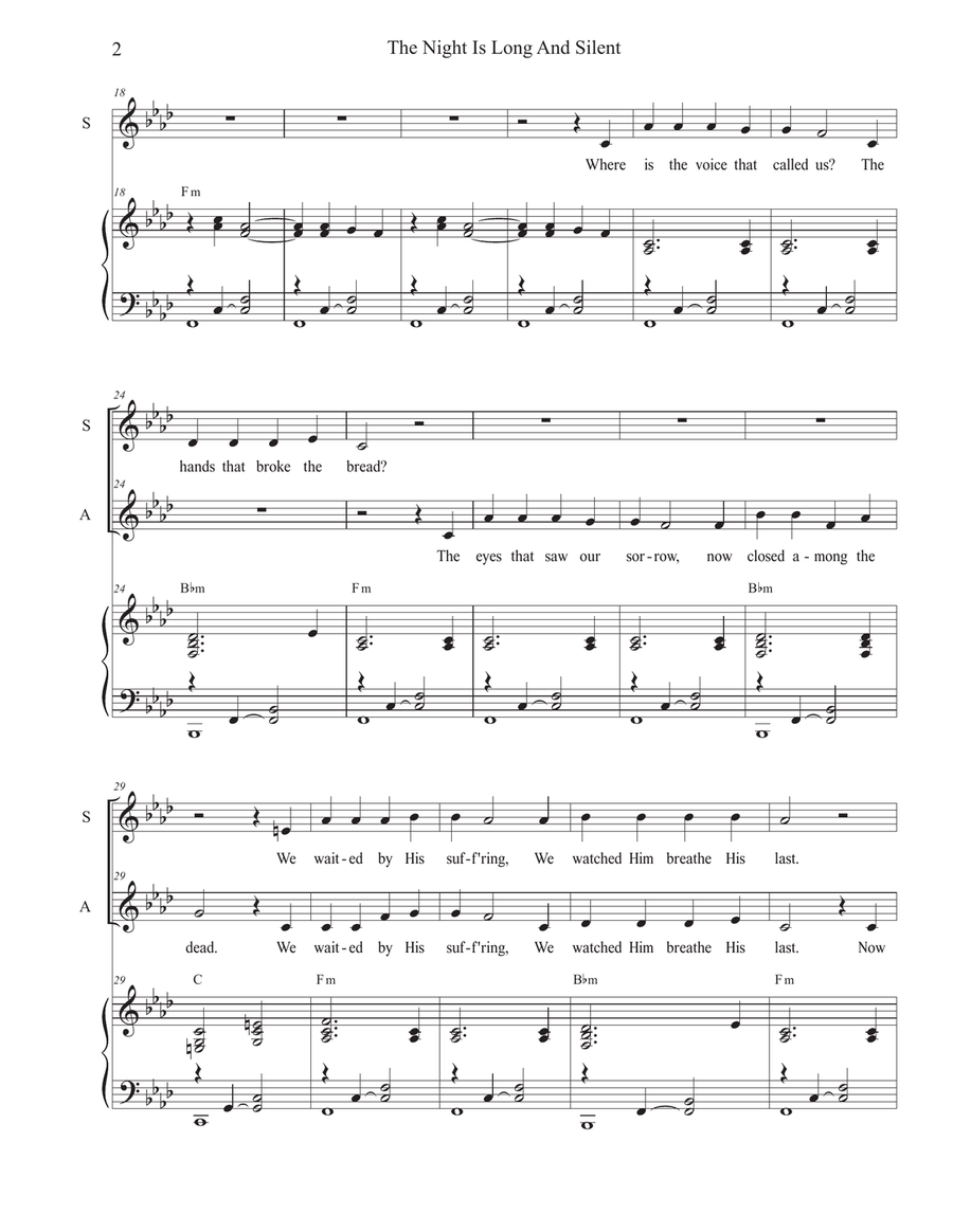 The Night Is Long And Silent (Duet for Soprano and Alto solo) Alto Voice scores gallery preview page 2