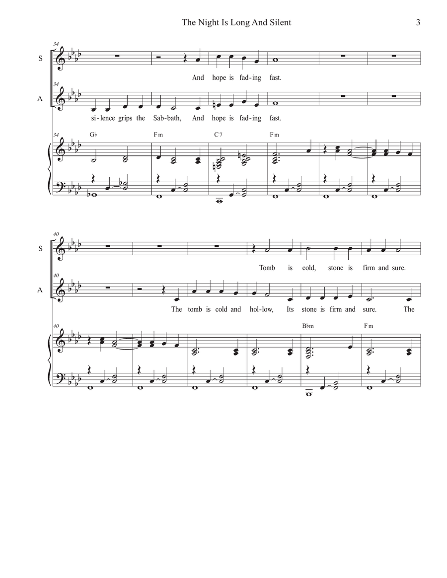 The Night Is Long And Silent (Duet for Soprano and Alto solo) Alto Voice scores gallery preview page 3