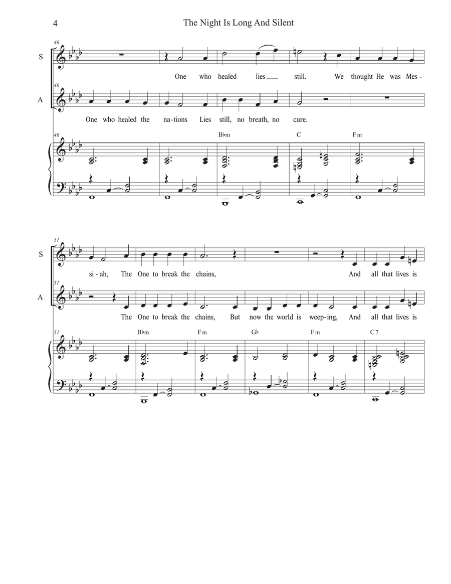 The Night Is Long And Silent (Duet for Soprano and Alto solo) Alto Voice scores gallery preview page 4