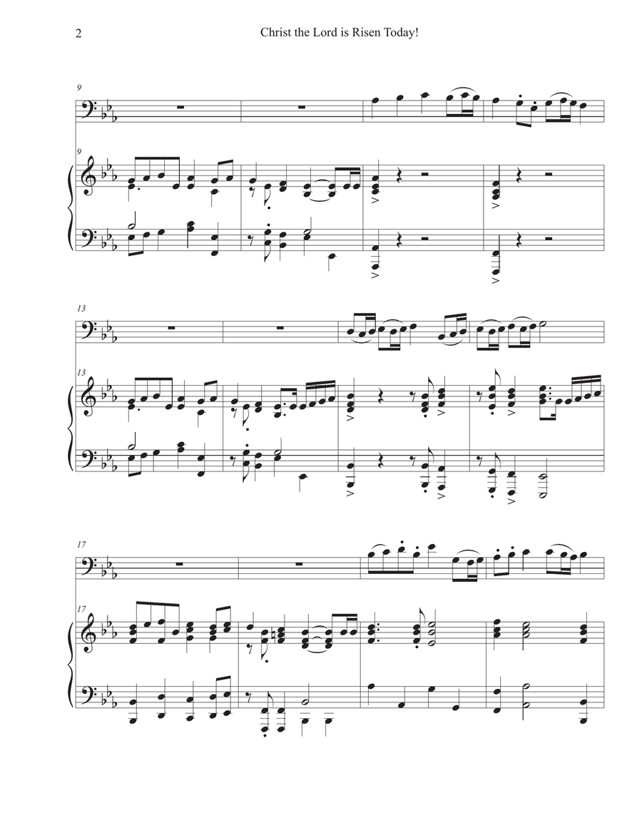 Christ the Lord is Risen Today! (Cello-Piano) Piano scores gallery preview page 2