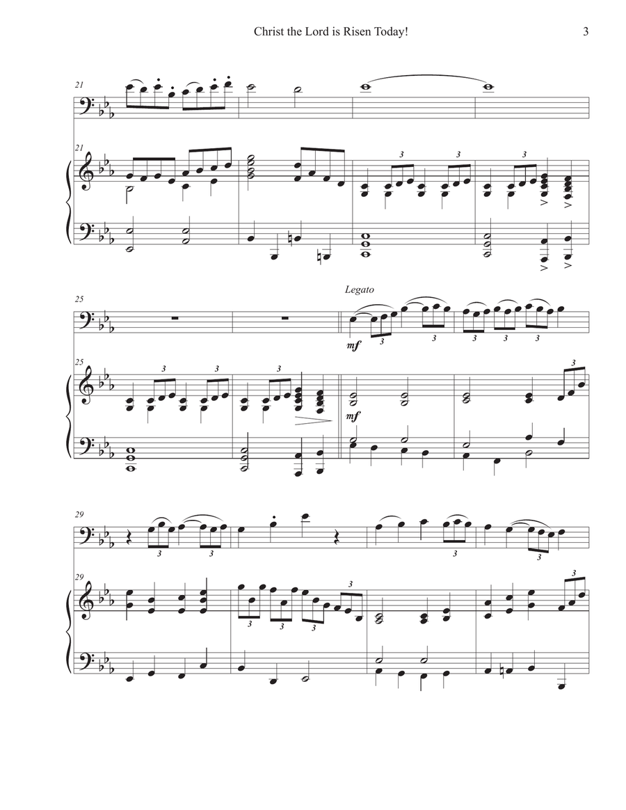 Christ the Lord is Risen Today! (Cello-Piano) Piano scores gallery preview page 3
