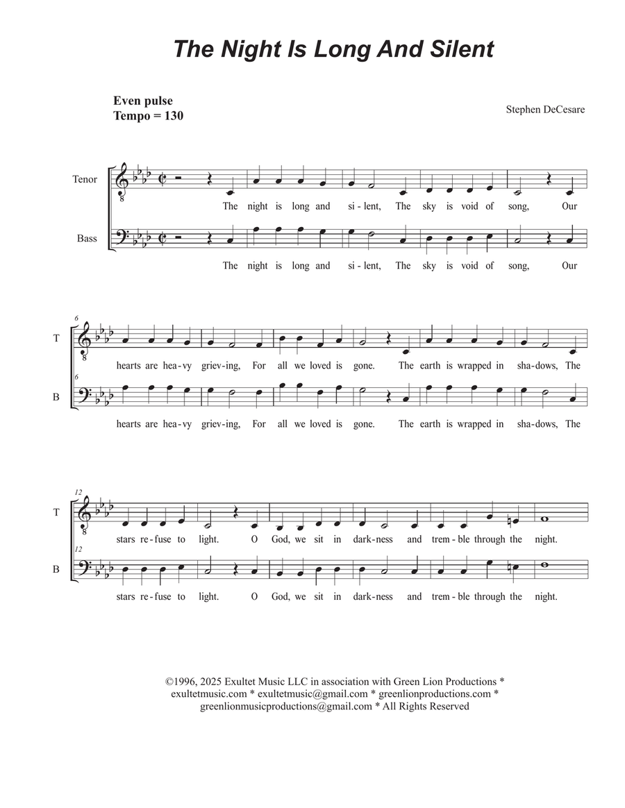The Night Is Long And Silent (2-part choir - (TB) TB scores gallery preview page 1