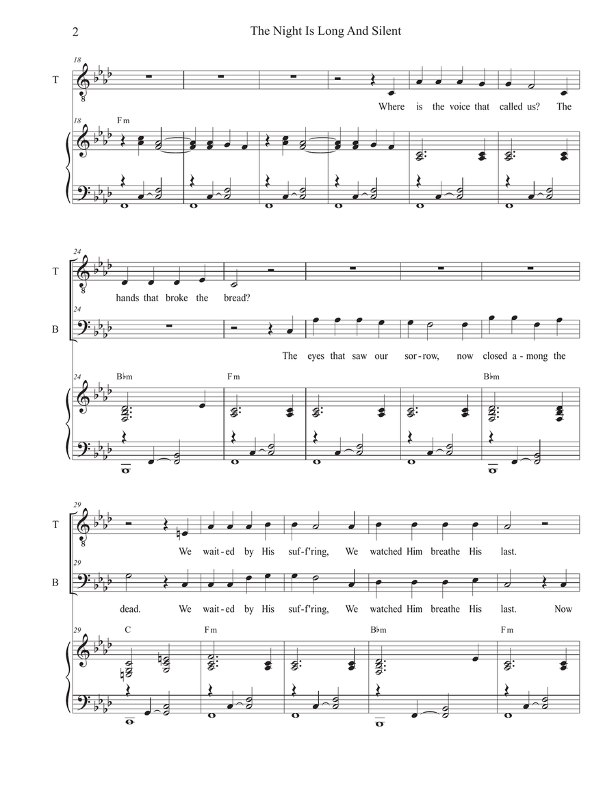 The Night Is Long And Silent (2-part choir - (TB) TB scores gallery preview page 2
