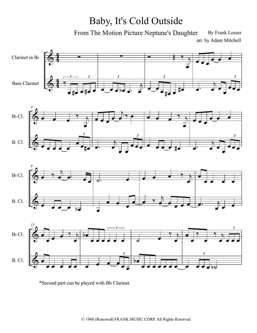 Baby, It's Cold Outside Baby, It's Cold Outside Clarinet Duet scores gallery preview page 1