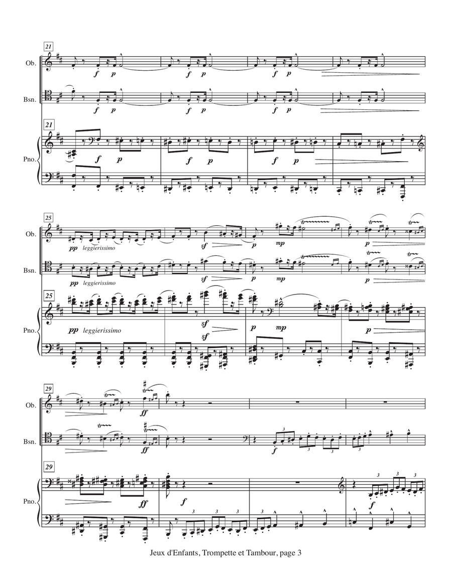 Georges Bizet, Six Pieces from Jeux d’Enfants, Op. 22, for oboe, bassoon and piano Small Ensemble scores gallery preview page 5