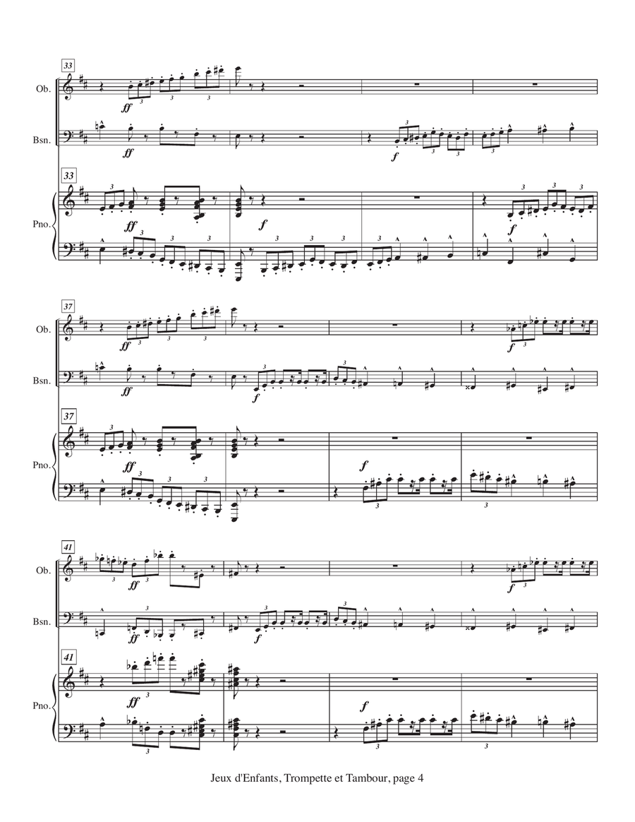 Georges Bizet, Six Pieces from Jeux d’Enfants, Op. 22, for oboe, bassoon and piano Small Ensemble scores gallery preview page 6