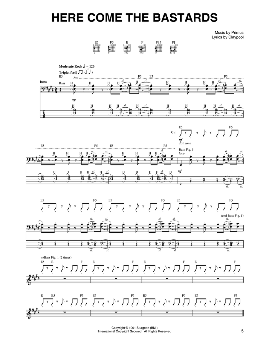 Here Come The Bastards Here Come The Bastards Electric Guitar scores gallery preview page 1