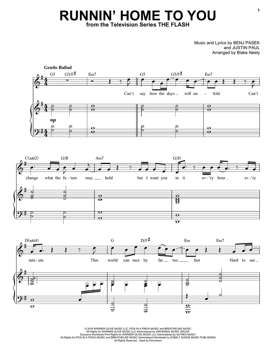 Runnin' Home To You (from The Flash) Voice scores gallery preview page 1