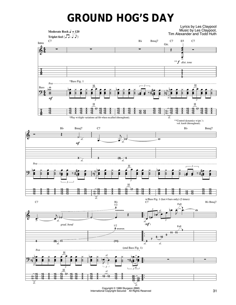 Ground Hog's Day Ground Hog's Day Guitar Tablature scores gallery preview page 1
