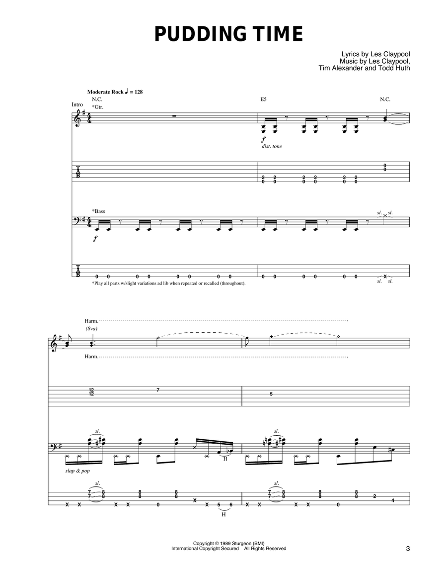 Pudding Time Pudding Time Guitar Tablature scores gallery preview page 1