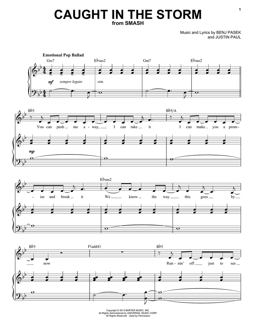 Caught In The Storm (from Smash) Voice scores gallery preview page 1