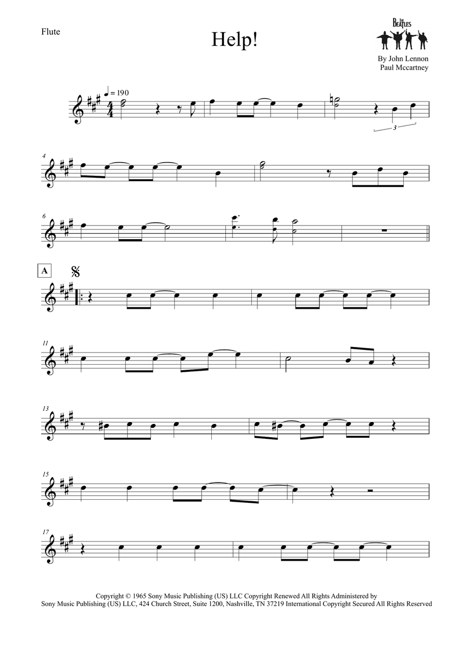 Help! Flute Solo scores gallery preview page 1