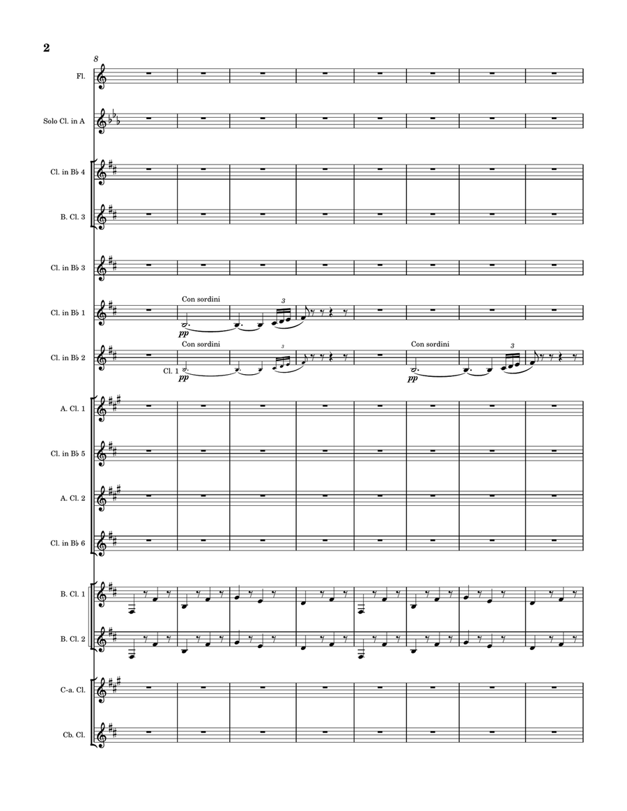 Tarantella (Camille Saint-Saëns). Mixed clarinet ensemble with Solo C Flute and Solo Clarinet in A Woodwind Ensemble scores gallery preview page 2