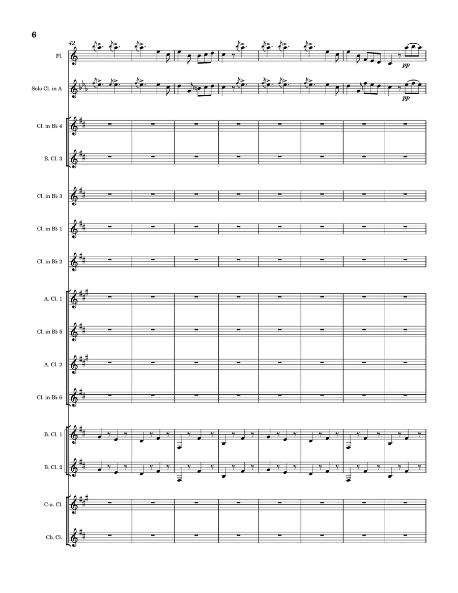 Tarantella (Camille Saint-Saëns). Mixed clarinet ensemble with Solo C Flute and Solo Clarinet in A Woodwind Ensemble scores gallery preview page 6