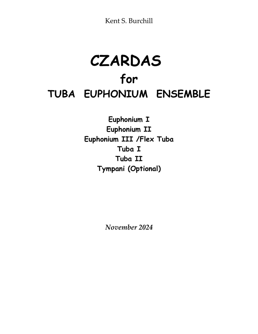 CZARDAS for Tuba Euphonium Ensemble Euphonium scores gallery preview page 1